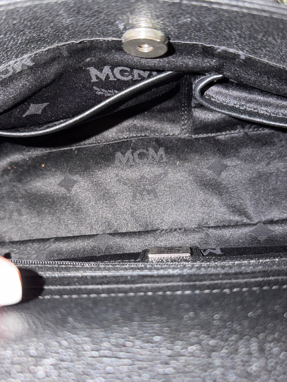 MCM Black Leather Satchel with Silver Hardware Accents - Picture 5 of 13